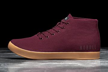 Dark / Red Nobull Cabernet Gum Canvas Mid Women's Trainers | CA U1967Z